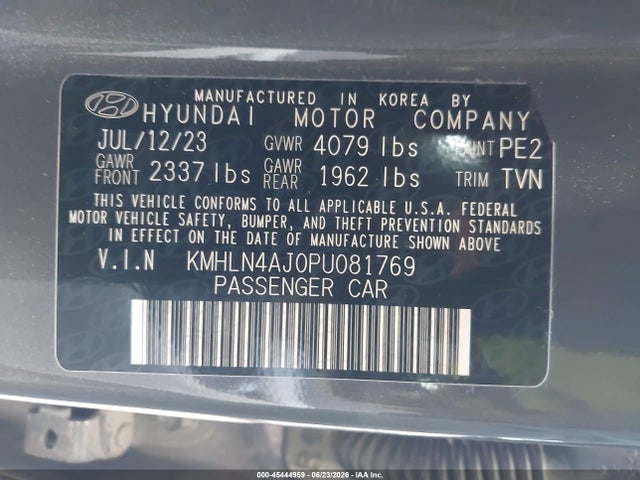 Aukcja sprzedaży 2023 Hyundai Elantra Hybrid Limited, vin: KMHLN4AJ0PU081769, numer aukcji: 45444959
