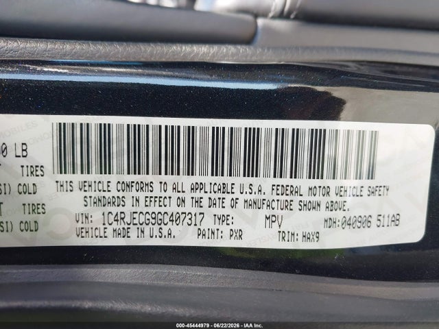 1C4RJECG9GC407317 Jeep Grand Cherokee High Altitude