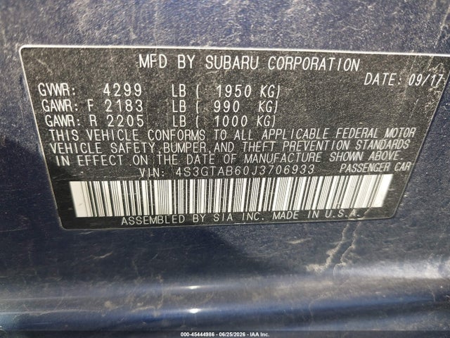 Продаж на аукціоні авто 2018 Subaru Impreza 2.0i Premium, vin: 4S3GTAB60J3706933, номер лоту: 45444986