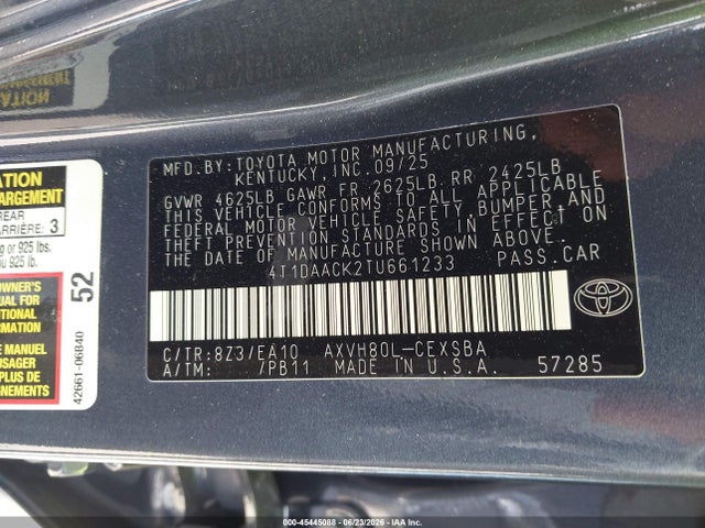 4T1DAACK2TU661233 Toyota CAMRY SE
