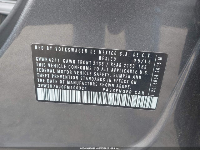 3VW2K7AJ0FM400324 Volkswagen Jetta 2.0l S