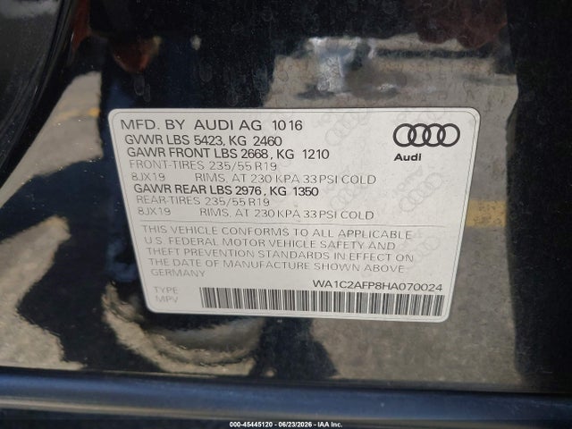 WA1C2AFP8HA070024 Audi Q5 2.0t Premium