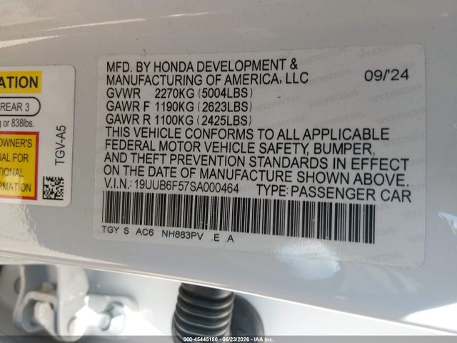 Продажа на аукционе авто 2025 Acura Tlx A-spec Package, vin: 19UUB6F57SA000464, номер лота: 45445180