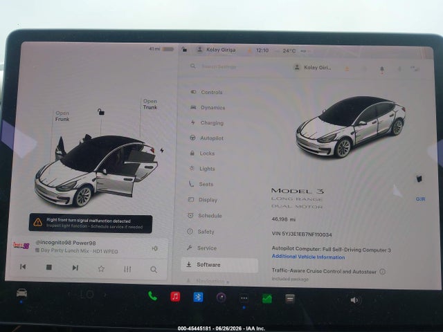 Auction sale of the 2022 Tesla Model 3 Long Range Dual Motor All-wheel Drive, vin: 5YJ3E1EB7NF110034, lot number: 45445181