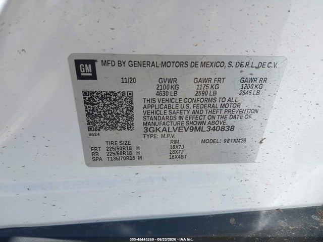 Aukcja sprzedaży 2021 Gmc Terrain Awd Slt, vin: 3GKALVEV9ML340838, numer aukcji: 45445269