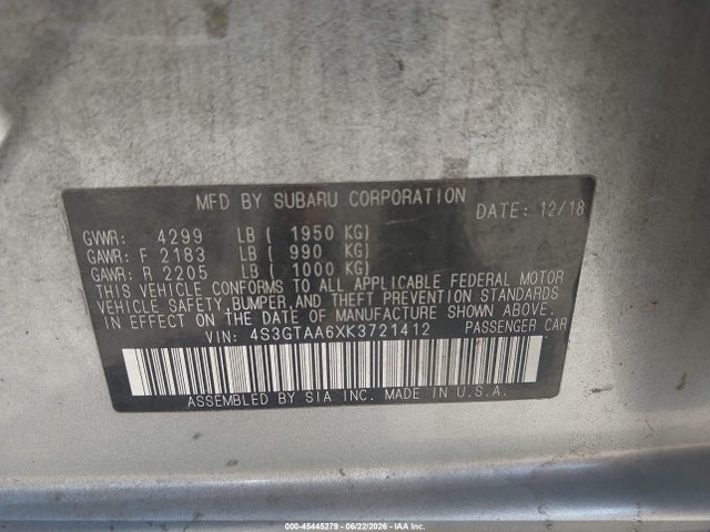 Subaru Impreza 2.0i 2019 4S3GTAA6XK3721412 Image 9