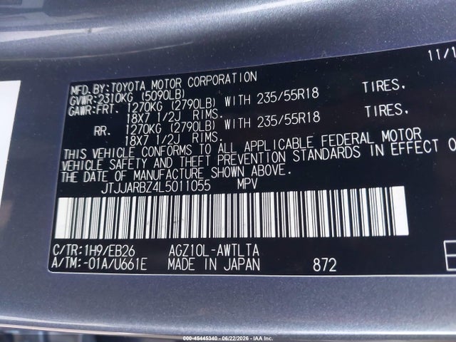 Продажа на аукционе авто 2020 Lexus Nx 300 F Sport, vin: JTJJARBZ4L5011055, номер лота: 45445340