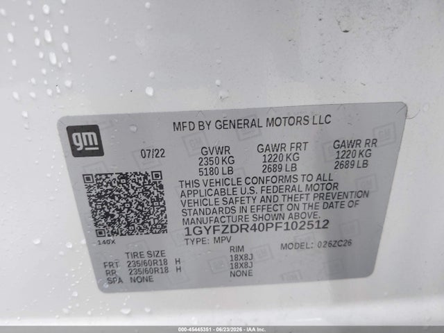 2023 Cadillac Xt4 Awd Premium Luxury მანქანა იყიდება აუქციონზე, vin: 1GYFZDR40PF102512, აუქციონის ნომერი: 45445351