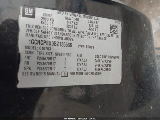 Aukcja sprzedaży 2011 Chevrolet Silverado 1500 Work Truck, vin: 1GCNCPEX9BZ135536, numer aukcji: 45445367