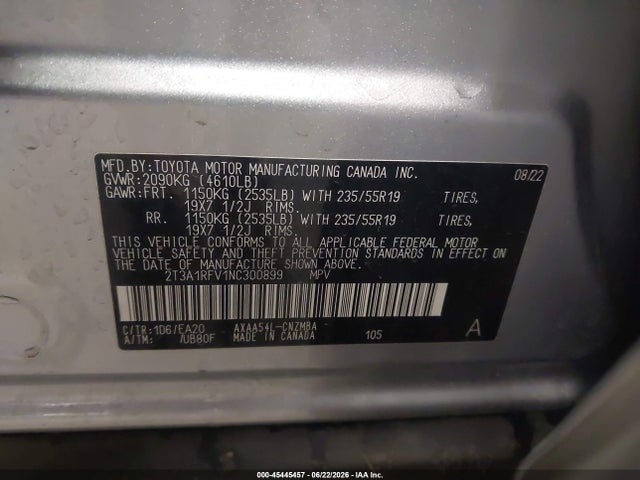 2T3A1RFV1NC300899 Toyota Rav4 Xle Premium