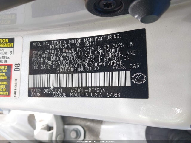 Lexus ES 350 2021 58ADZ1B10MU101030 Image 9