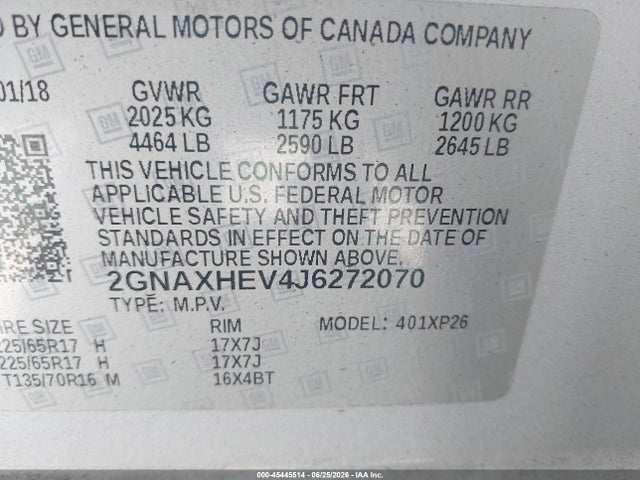 Chevrolet EQUINOX LS 2018 2GNAXHEV4J6272070 Image 9