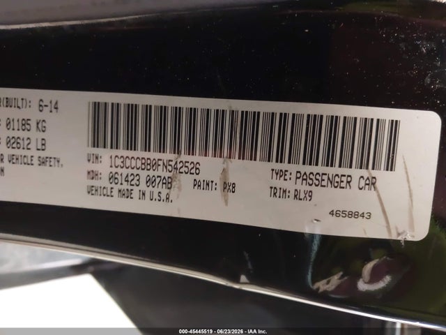 45445519 :رقم المزاد ، 1C3CCCBB0FN542526 vin ، 2015 Chrysler 200 S مزاد بيع