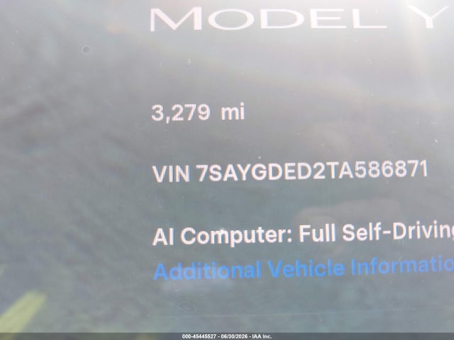 Aukcja sprzedaży 2026 Tesla Model Y Premium Rear-wheel Drive/rear-wheel Drive, vin: 7SAYGDED2TA586871, numer aukcji: 45445527