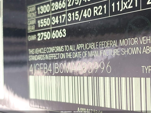2021 Mercedes-benz Gle 350 მანქანა იყიდება აუქციონზე, vin: 4JGFB4JB0MA483996, აუქციონის ნომერი: 45445551