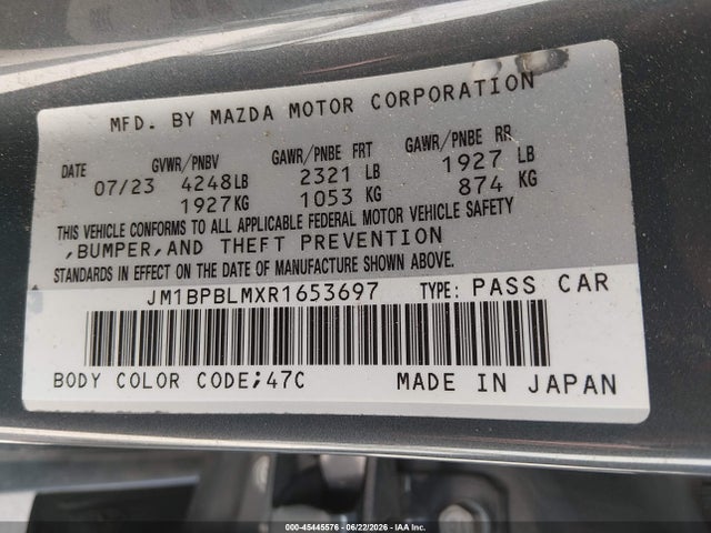 Продаж на аукціоні авто 2024 Mazda Mazda3 2.5 S Carbon Edition, vin: JM1BPBLMXR1653697, номер лоту: 45445576