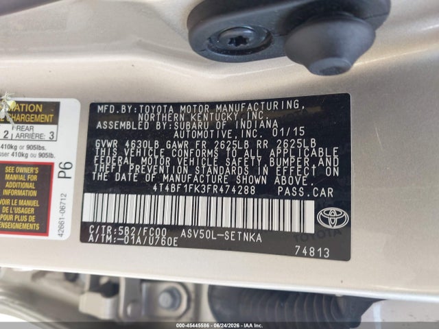 Toyota CAMRY LE 2015 4T4BF1FK3FR474288 Image 9