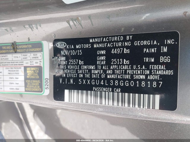 KIA OPTIMA EX 2016 5XXGU4L38GG018187 Image 9