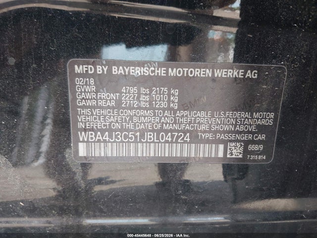 Продажа на аукционе авто 2018 Bmw 430i Gran Coupe Xdrive, vin: WBA4J3C51JBL04724, номер лота: 45445648