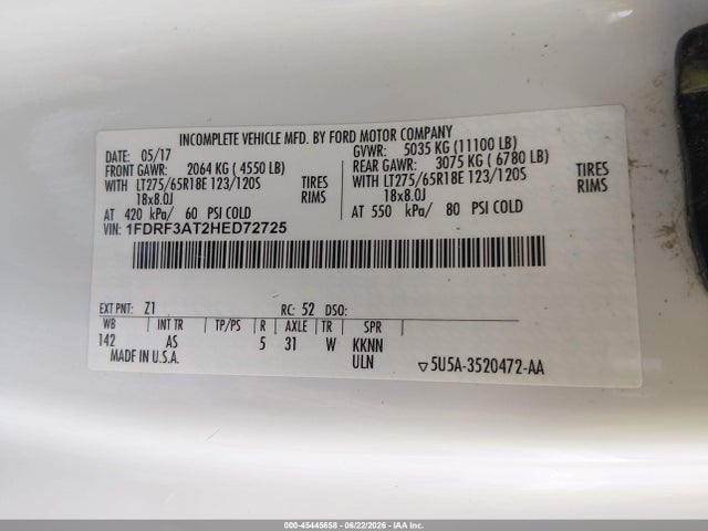 Ford F-350 Xl/xlt 2017 1FDRF3AT2HED72725 Image 9