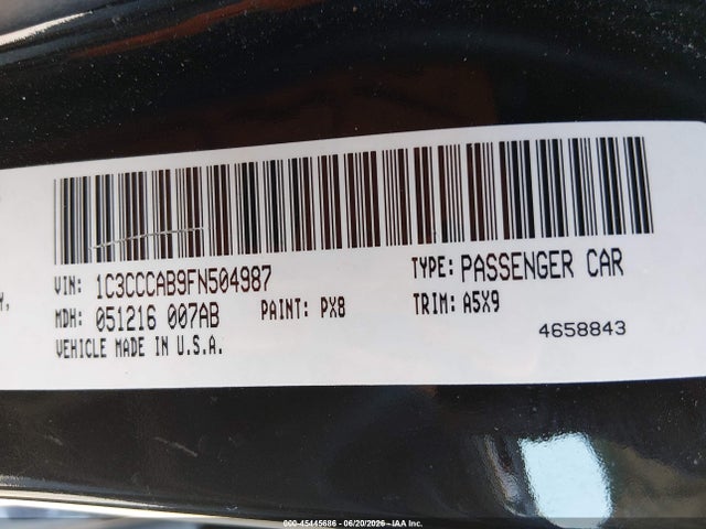 Aukcja sprzedaży 2015 Chrysler 200 Limited, vin: 1C3CCCAB9FN504987, numer aukcji: 45445686