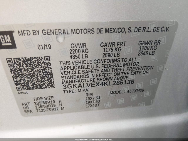 Продажа на аукционе авто 2019 Gmc Terrain Slt, vin: 3GKALVEX4KL286136, номер лота: 45445712