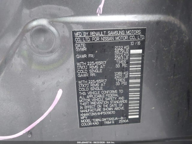 Nissan ROGUE SV 2017 KNMAT2MV4HP505670 Image 9