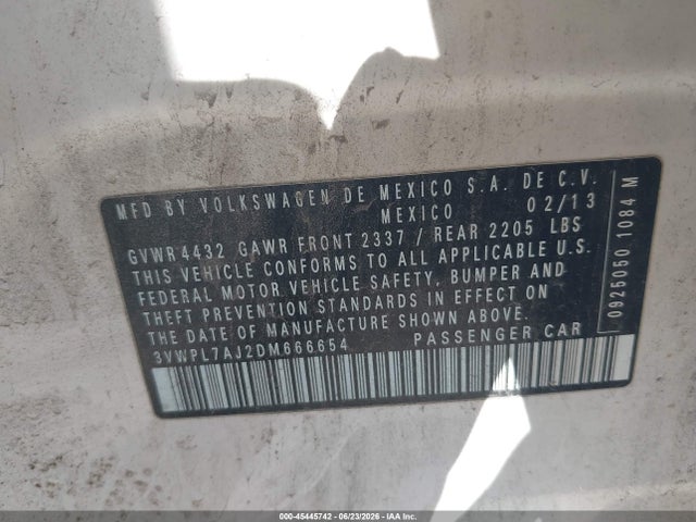 Продаж на аукціоні авто 2013 Volkswagen Jetta Sportwagen 2.0l Tdi, vin: 3VWPL7AJ2DM666654, номер лоту: 45445742
