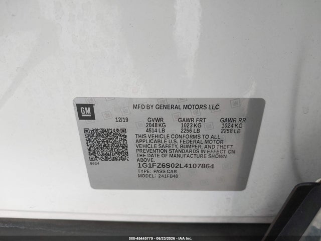 1G1FZ6S02L4107864 Chevrolet Bolt Ev Fwd Premier