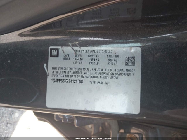 2014 Buick Verano მანქანა იყიდება აუქციონზე, vin: 1G4PP5SK2E4120058, აუქციონის ნომერი: 45445797