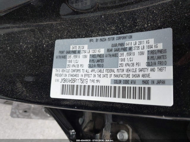 Aukcja sprzedaży 2024 Mazda Cx-90 3.3 Turbo Select, vin: JM3KKAHD6R1175819, numer aukcji: 45445825