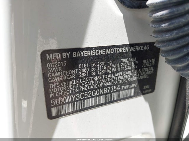 Aukcja sprzedaży 2016 Bmw X3 Xdrive28d, vin: 5UXWY3C52G0N87354, numer aukcji: 45445844