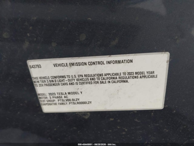 Aukcja sprzedaży 2023 Tesla Model Y Performance Dual Motor All-wheel Drive, vin: 7SAYGDEF6PF643793, numer aukcji: 45445881