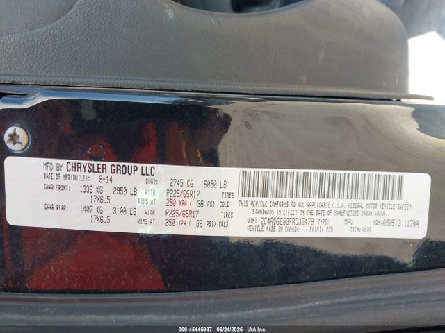 45445937 :رقم المزاد ، 2C4RDGEG9FR535479 vin ، 2015 Dodge Grand Caravan R/t مزاد بيع