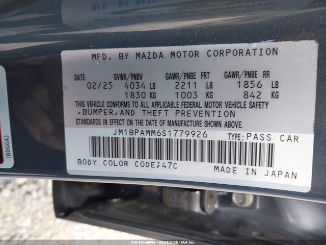 45446095 :رقم المزاد ، JM1BPAMM6S1779926 vin ، 2025 Mazda Mazda3 2.5 S Preferred مزاد بيع