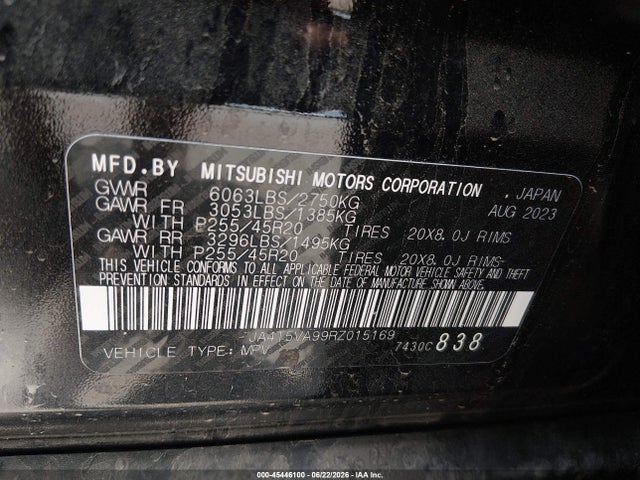 45446100 :رقم المزاد ، JA4T5VA99RZ015169 vin ، 2024 Mitsubishi Outlander Phev Se S-awc مزاد بيع