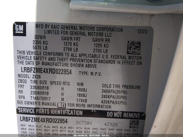 Aukcja sprzedaży 2024 Buick Envision Preferred Awd, vin: LRBFZME4XRD022854, numer aukcji: 45446136