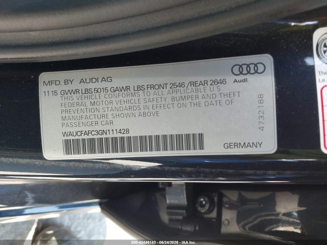 Продаж на аукціоні авто 2016 Audi A6 2.0t Premium, vin: WAUCFAFC3GN111428, номер лоту: 45446143