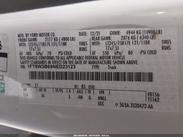 1FT8W3B69NED23123 Ford F-350 King Ranch/lariat/platinum/xl/xlt