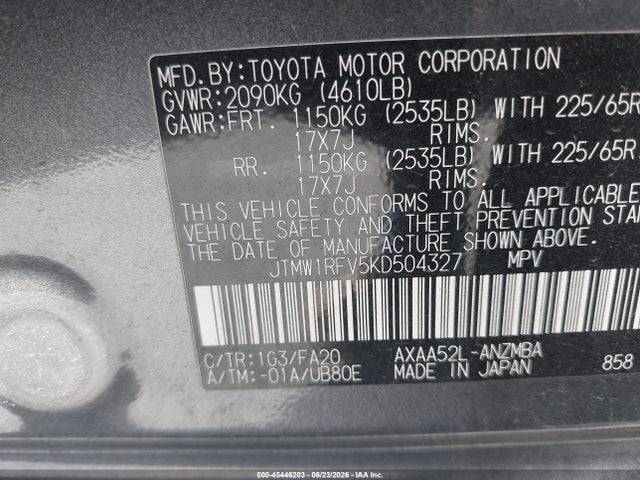 Toyota Rav4 Xle 2019 JTMW1RFV5KD504327 Image 9