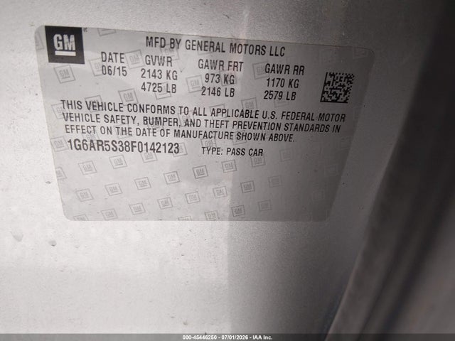 Продажа на аукционе авто 2015 Cadillac Cts Luxury, vin: 1G6AR5S38F0142123, номер лота: 45446250