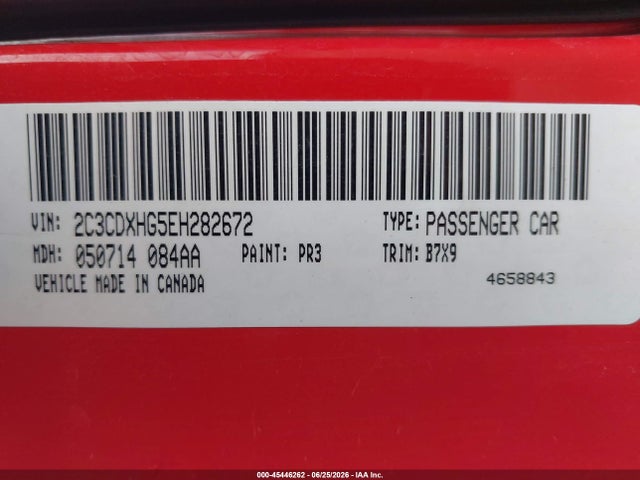 Продаж на аукціоні авто 2014 Dodge Charger Sxt, vin: 2C3CDXHG5EH282672, номер лоту: 45446262
