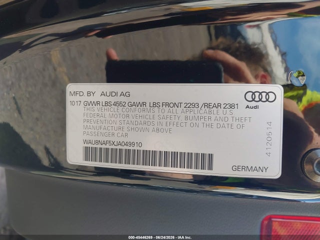Продажа на аукционе авто 2018 Audi A5 2.0t Premium, vin: WAU8NAF5XJA049910, номер лота: 45446269