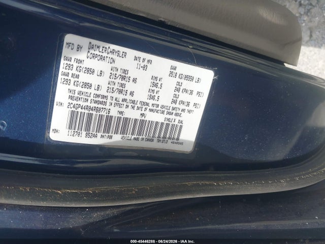 Продаж на аукціоні авто 2004 Chrysler Town & Country Lx, vin: 2C4GP44R04R607716, номер лоту: 45446288