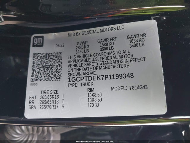 Продаж на аукціоні авто 2023 Chevrolet Colorado 4wd  Short Box Z71, vin: 1GCPTDEK7P1199348, номер лоту: 45446325