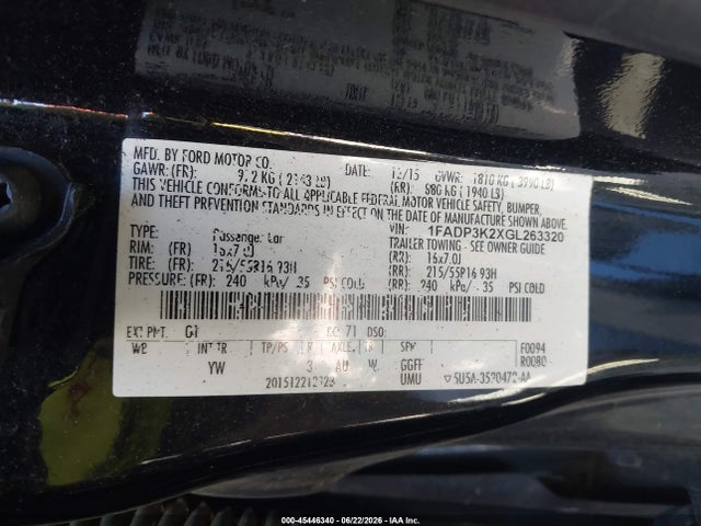 Ford FOCUS SE 2016 1FADP3K2XGL263320 Image 9