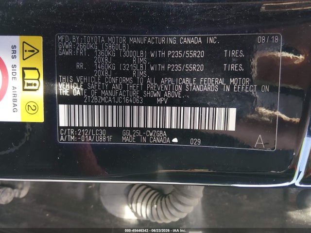 Aukcja sprzedaży 2018 Lexus Rx 350 F Sport, vin: 2T2BZMCA1JC164063, numer aukcji: 45446342