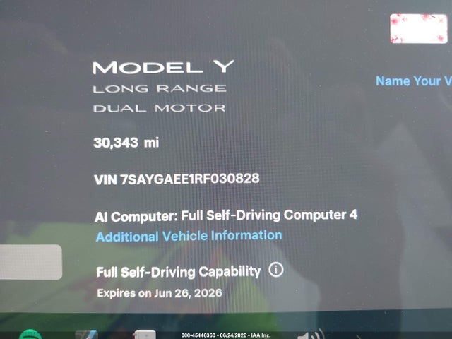 Aukcja sprzedaży 2024 Tesla Model Y Long Range Dual Motor All-wheel Drive, vin: 7SAYGAEE1RF030828, numer aukcji: 45446360