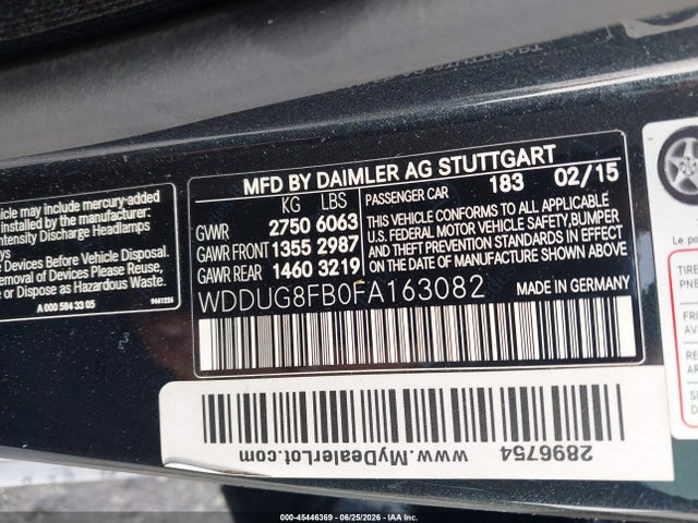 Aukcja sprzedaży 2015 Mercedes-benz S 550 4matic, vin: WDDUG8FB0FA163082, numer aukcji: 45446369