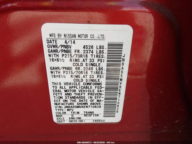 Nissan Rogue Select S 2014 JN8AS5MVXEW710629 Image 9